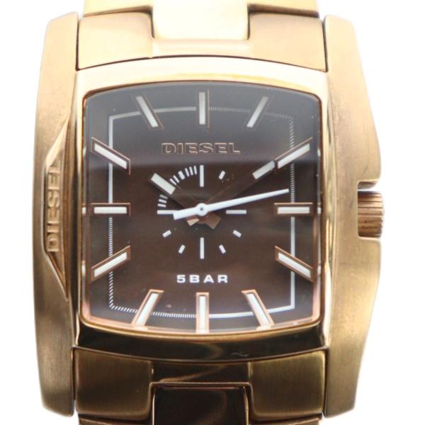 ディーゼル DIESEL DZ-5285 腕時計 ウォッチ クォーツ スクエア ロゴ ゴールド色 ■...
