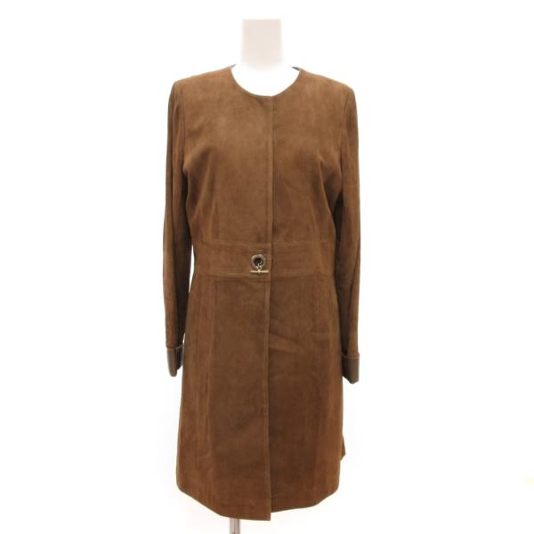 CLASSY Total Collection ロングコート ゴートスキン スエード ノーカラー M...