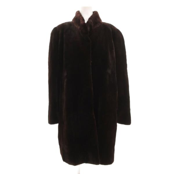 WB WHITE BEAR ファーコート シェアードミンク 毛皮 ミディアム ミドル丈 F 茶 ブラ...