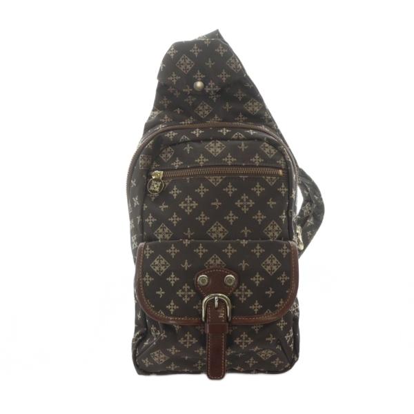 ラシット RUSSET ボディバッグ ショルダーバッグ 斜めがけ ロゴ ナイロン レザー 総柄 茶 ...