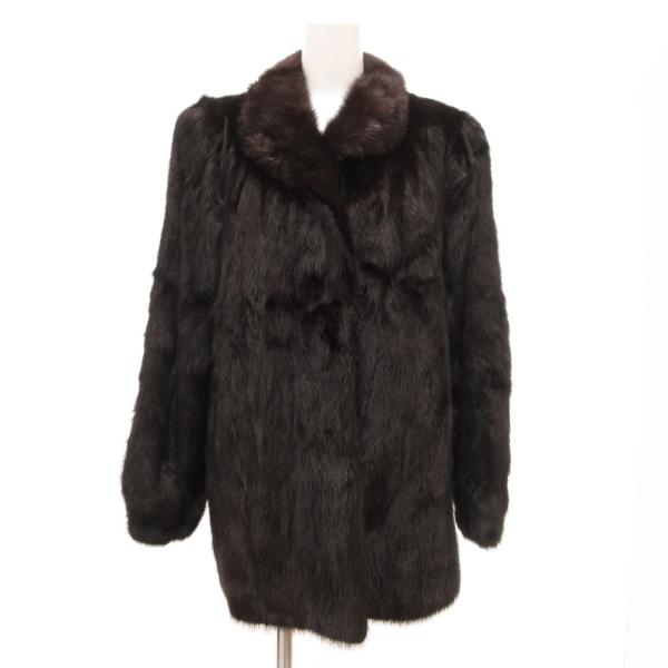 LA BELLE ミンクファーコート ジャケット ミドル丈 ハーフ 13 ダークブラウン /JS ■...