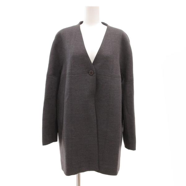 ジバンシィ GIVENCHY GROUMOUR ノーカラーコート ミドル丈 ハーフ 48 グレー /...