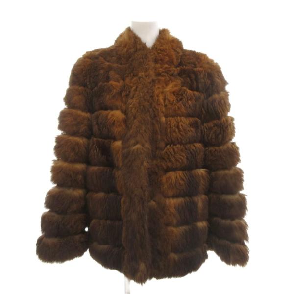 ランブルトン RAMBULTON ファーコート M 毛皮 ラムファー ショート丈 茶 ブラウン /A...