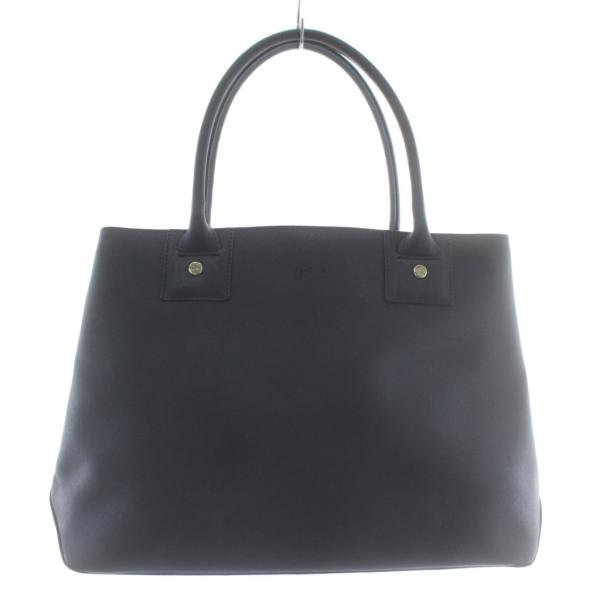 アニエスベー agnes b. トートバッグ ハンド 牛革 レザー ロゴ 紺 ネイビー /XZ ■G...