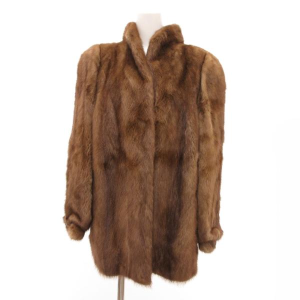 MESSALA 銀サガ ファーコート ミンク ミドル丈 ハーフ 11 茶 ブラウン /JS ■GY1...