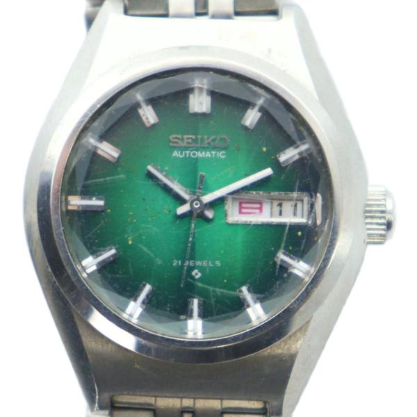 セイコー SEIKO ジャンク品 2706-0340 腕時計 ウォッチ 自動巻き カレンダー付き 緑...