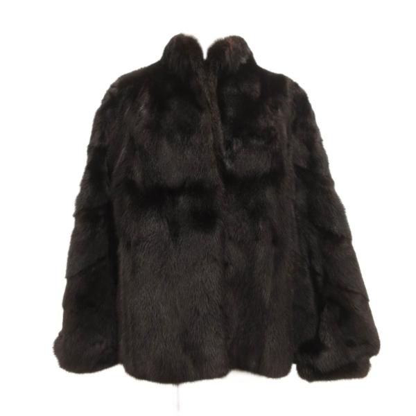 ノーブランド ミンクファーコート 毛皮 ミドル丈 ハーフ 黒 ブラック /JS ■GY18 レディー...