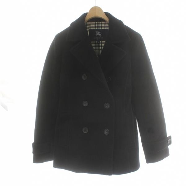 バーバリー ロンドン BURBERRY LONDON Pコート ウール 40 黒 ブラック 無地 ダ...