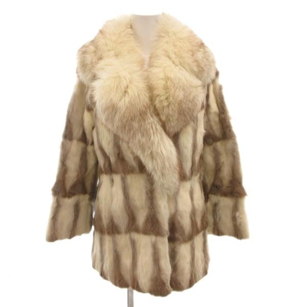 ノーブランド ファーコート 襟 フォックス ラビット ハーフ ジャケット 9 白 ホワイト /FF ...