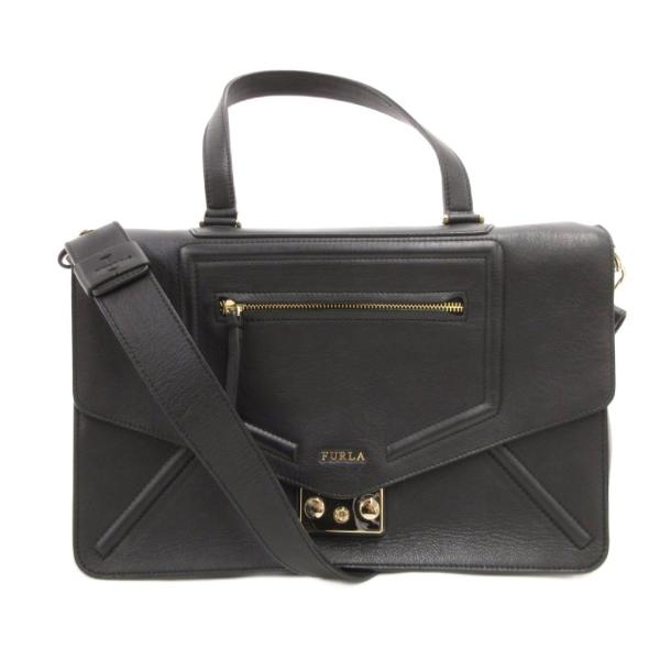 フルラ FURLA ハンドバッグ 2WAY ショルダー レザー ロゴ 黒 ブラック /JS ■GY1...