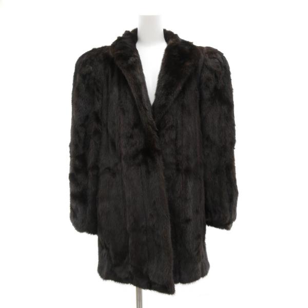 ブラックグラマ BLACKGLAMA ダークミンクファー コート 毛皮 ミドル丈 11 ダークブラウ...