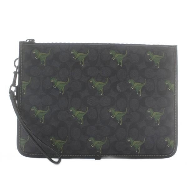 未使用品 COACH チャーターポーチ シグネチャー キャンバス レキシー プリント クラッチバッグ...