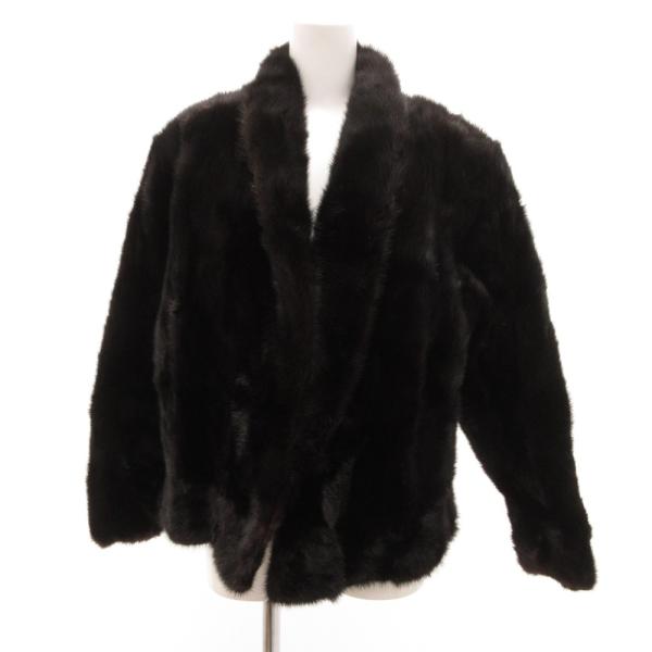 ノーブランド ファーコート ミンク 毛皮 ハーフ丈 F 茶 ブラウン /JS ■GY11 レディース