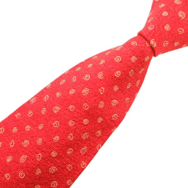 ブルガリ BVLGARI ネクタイ ワイドタイ うずまき 総柄 絹 シルク 赤 レッド /JS ■G...