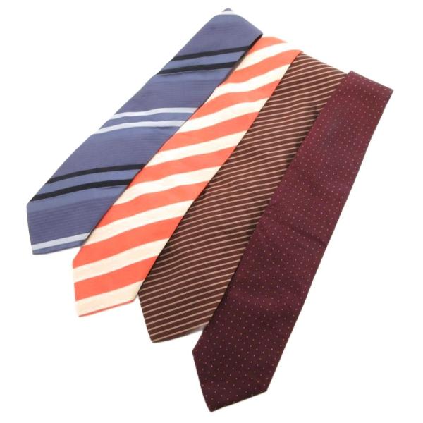 ヒューゴボス HUGO BOSS ネクタイ 4本セット まとめ 総柄 ストライプ 絹 シルク マルチ...