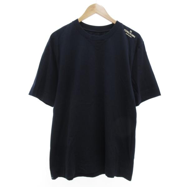 フェンディ FENDI ROMA Tシャツ 半袖 ロゴ L 紺 ネイビー /JS ■GY18 メンズ