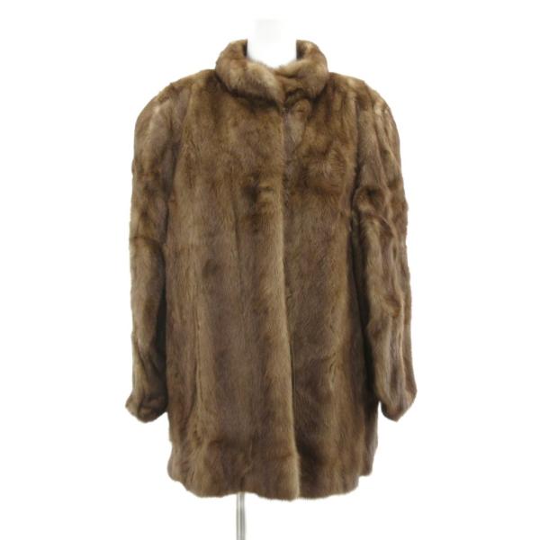 ニナリッチ NINA RICCI パステルミンク ファー コート  毛皮 ハーフ ミドル 15 茶 ...
