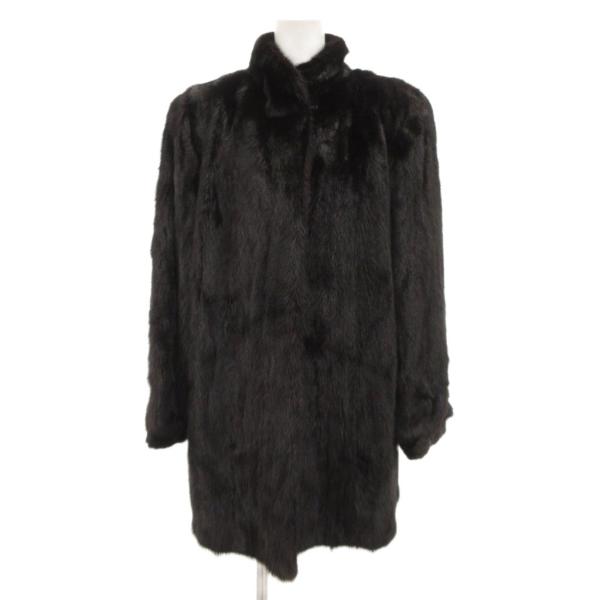 サガミンク SAGA MINK 銀サガ ファーコート 毛皮 ミンク ミドル丈 11 黒 ブラック /...