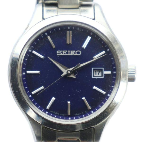 セイコー SEIKO V137-0DN0 腕時計 ウォッチ クォーツ 青文字盤 カレンダー付き デイ...