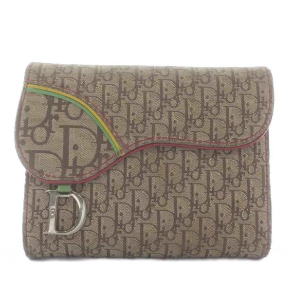 クリスチャンディオール Christian Dior 手帳カバー 三つ折り ジャガード キャンバス ...