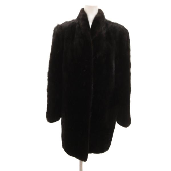 ノーブランド ファーコート ブラックミンク 逆毛 毛皮 13 黒 ブラック /JS ■GY11 レデ...