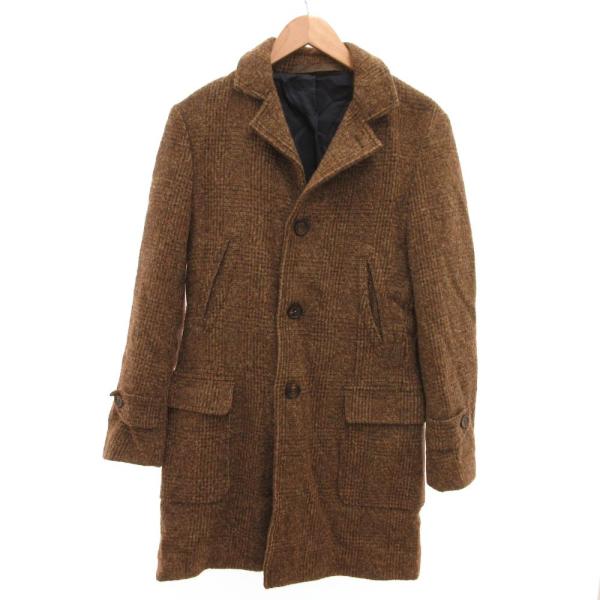 イレブンティ eleventy チェスターコート ツイード アルパカ混 48 茶 ブラウン /JS ...