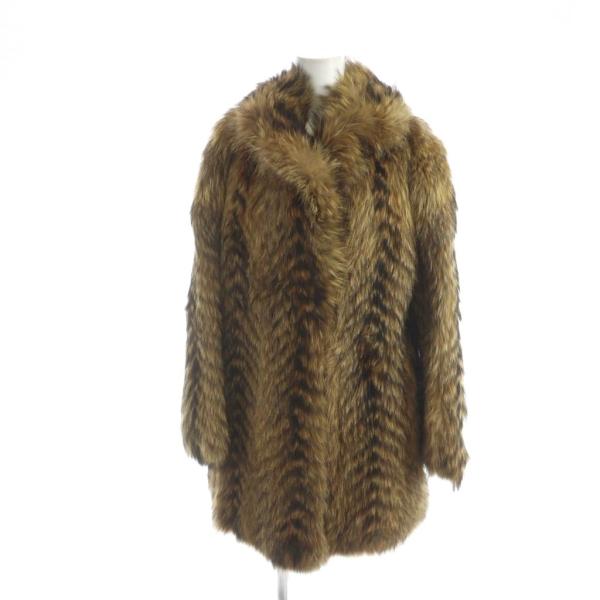 EMBA エンバ 毛皮コート ラクーンファー 長袖 ミドル 総裏地 茶 ブラウン ■GY18 /MQ...