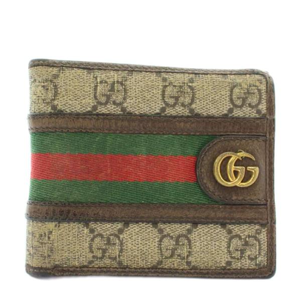 グッチ GUCCI オフィディア 財布 二つ折り GGスプリーム レザー シェリーライン 総柄 ゴー...