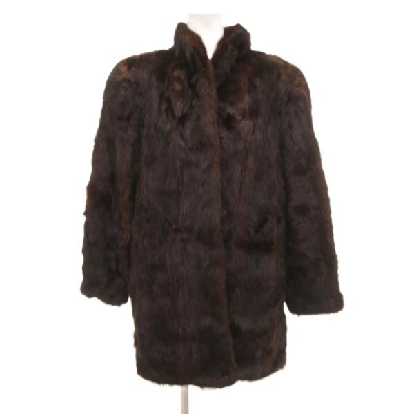ノーブランド ファーコート ミンク ハーフ 毛皮 13 茶 ブラウン /JS ■GY11 レディース