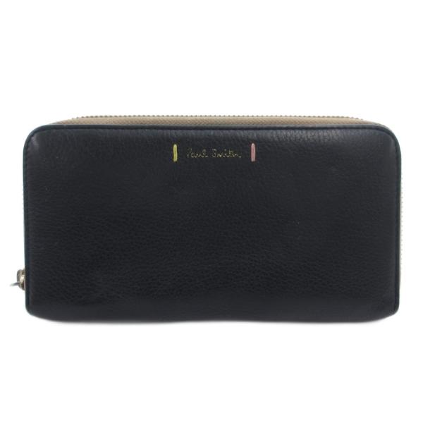 ポールスミス PAUL SMITH 長財布 ウォレット ラウンドファスナー 小銭入れあり ロゴ レザ...