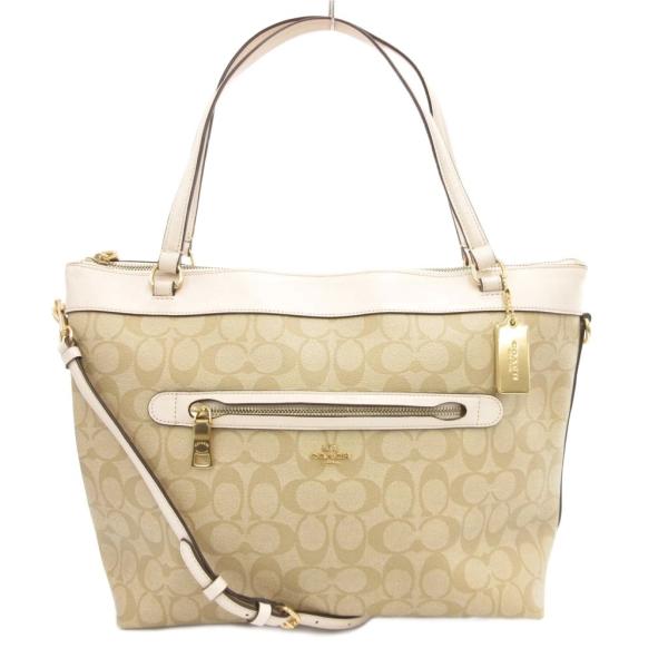 コーチ COACH F58286 トートバッグ 2way ショルダー シグネチャー PVC 白 ホワ...