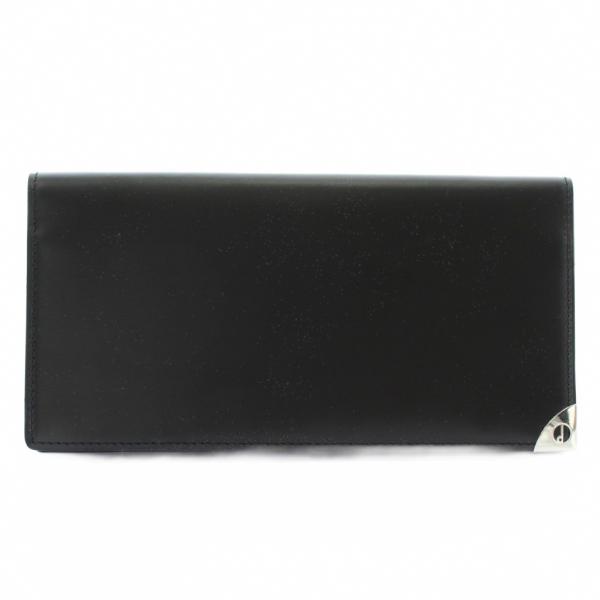 ダンヒル dunhill 長財布 お札入れ 二つ折り レザー ロゴ シルバー金具 黒 ブラック /X...