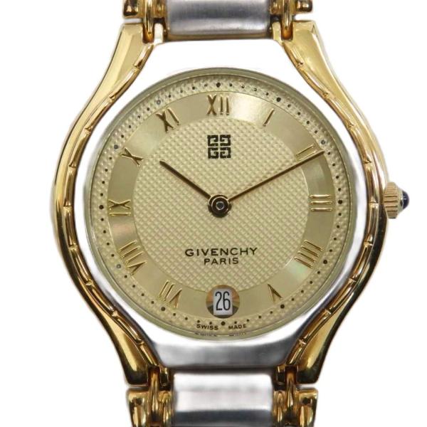 ジバンシィ GIVENCHY 腕時計 ウォッチ クォーツ ローマン カレンダー付き シルバー色 ゴー...