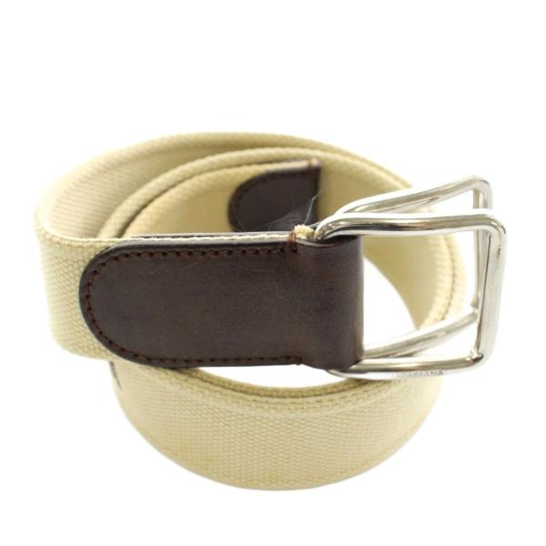 ドルチェ&amp;ガッバーナ ドルガバ DOLCE&amp;GABBANA ベルト バックル キャンバス レザー ロ...