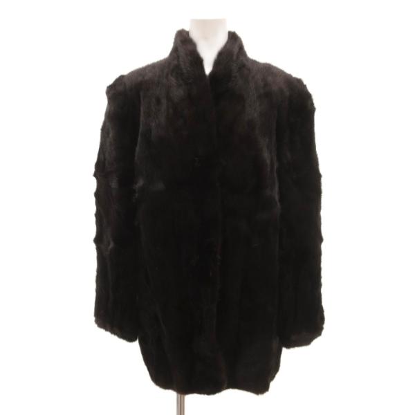 ノーブランド ファーコート ジャケット ミンク 毛皮 11 ダークブラウン /JS ■GY11 レデ...