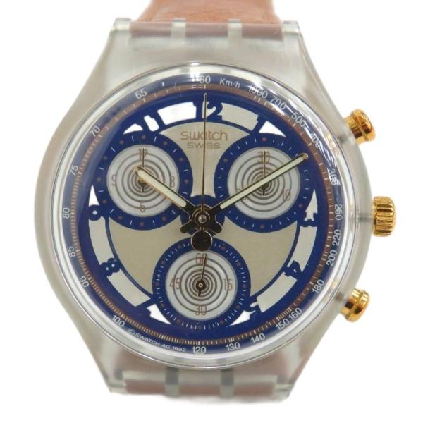 スウォッチ SWATCH 腕時計 ウォッチ クォーツ クロノグラフ ロゴ レザーベルト マルチカラー...