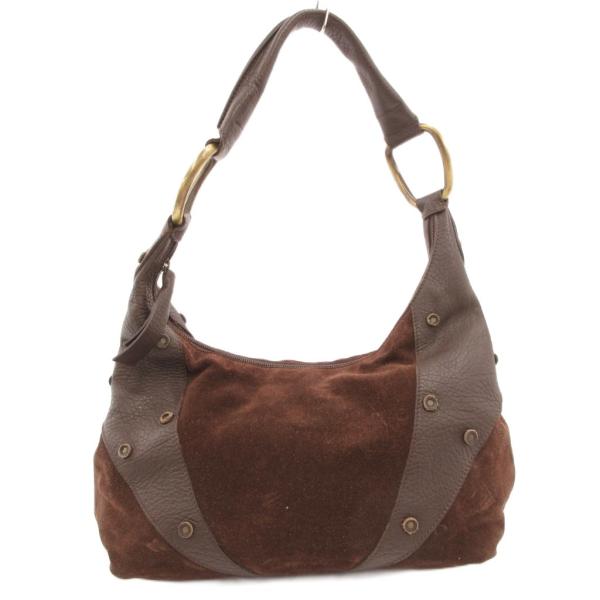 マックスマーラ MAX MARA ワンショルダーバッグ ヌバックレザー ファスナー開閉 茶 ブラウン...