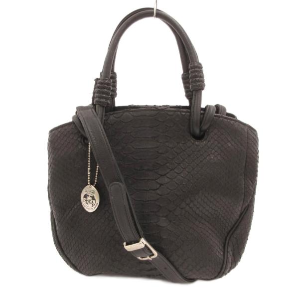 ウェルマーク THE WEL MARK ハンドバッグ ショルダー 2WAY パイソンレザー 黒 ブラ...