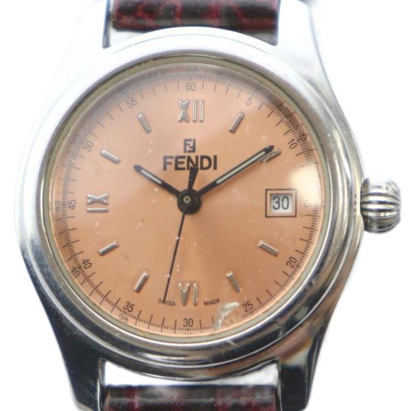 フェンディ FENDI 210L 腕時計 ウォッチ クォーツ レザーベルト カレンダー付き シルバー...