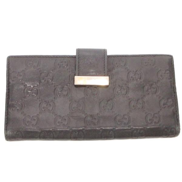 グッチ GUCCI 二つ折り 長財布 レザー 本革 黒 ブラック GGロゴ 型押し 総柄 21209...