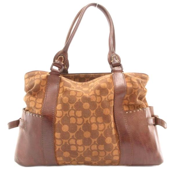 ゲンテン genten トートバッグ キャンバス レザー 総柄 茶 ブラウン /JS ■GY18 レ...