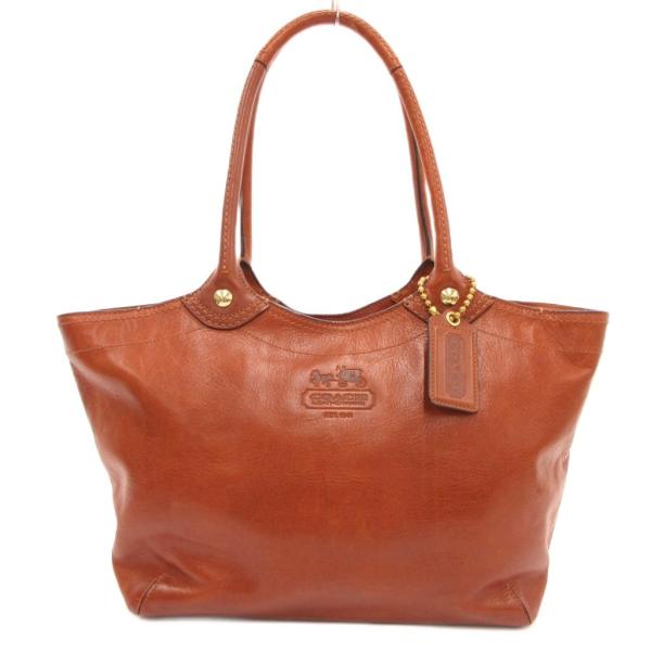 コーチ COACH トートバッグ レザー 本革 茶 ブラウン ロゴエンボス チャーム付き 12415...