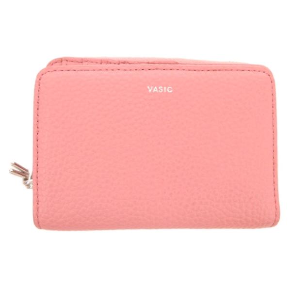 ヴァジック VASIC 二つ折り財布 ピンク シボ加工 ジップ開閉 /JS ■GY18 レディース