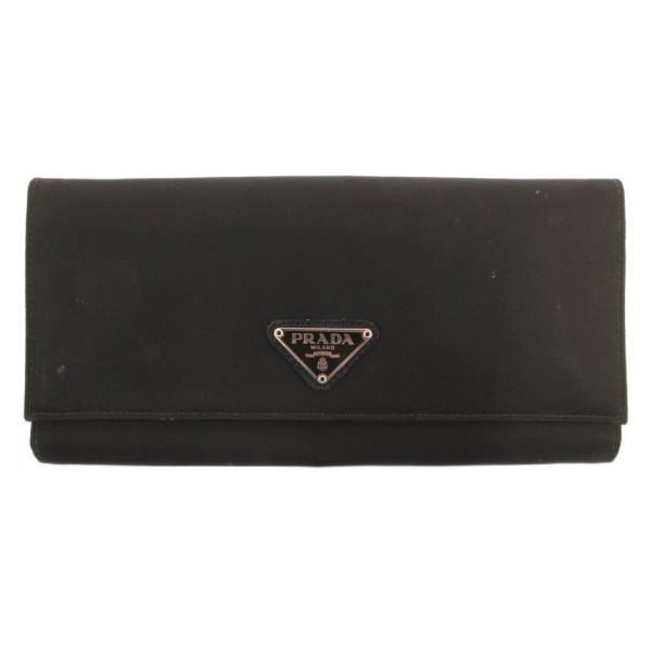 プラダ PRADA 長財布 2つ折り テスートナイロン トライアングルプレート 黒 ブラック /JS...
