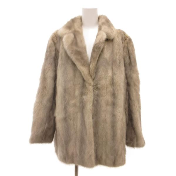 ノーブランド ファーコート サファイアミンク 毛皮 ミドル 15 グレー 白 ホワイト /JS ■G...