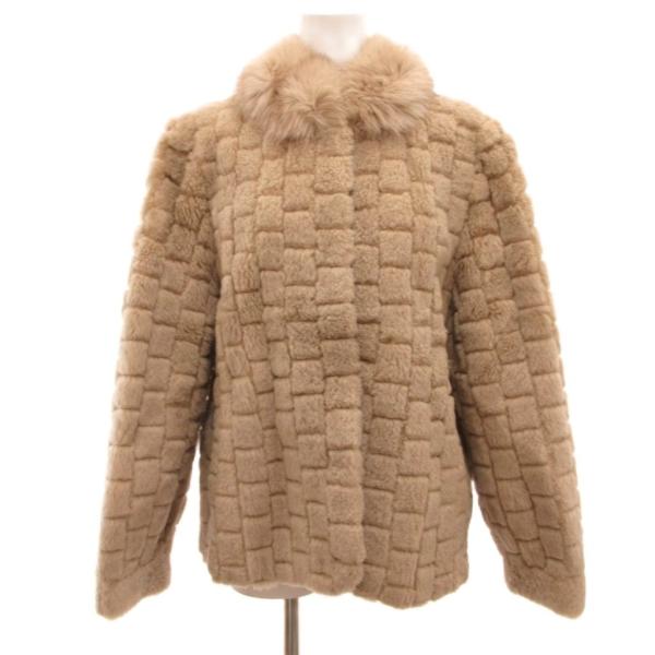 WHITE BEAR ハーフコート ラムファー 毛皮 L ベージュ 毛皮 /JS ■GY18 レディ...