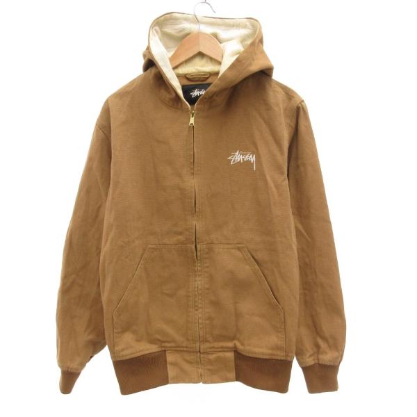 ステューシー STUSSY アクティブ ジャケット フード パーカー ジップアップ ダック生地 ロゴ...
