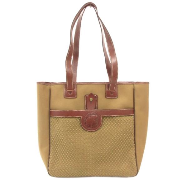 ハンティングワールド HUNTING WORLD トートバッグ キャンバス レザー ロゴ 茶 ブラウ...