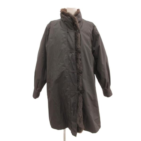 ノーブランド ファーコート フォックス ロング ライナー グレー /JS ■GY18 レディース