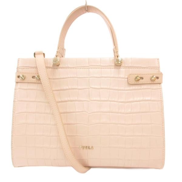 フルラ FURLA ハンドバッグ ショルダー 型押しクロコ ロゴ 白 ホワイト /JS ■GY18 ...